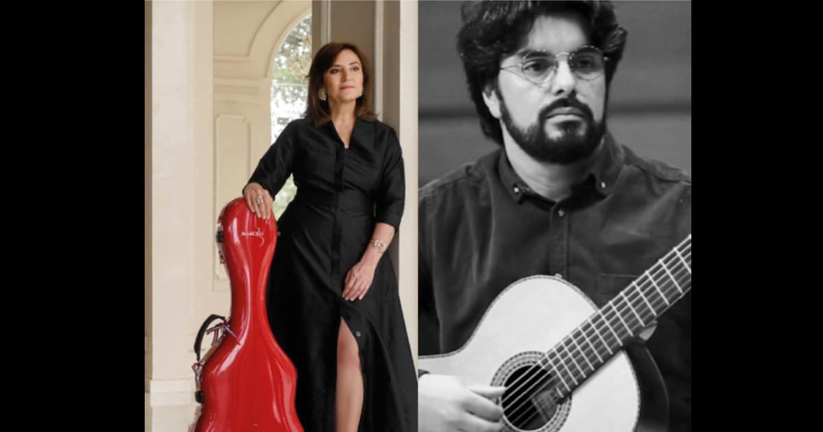Invitación de Berta Rojas y Daniel Saboya a su concierto en el Teatro Colsubsidio. 