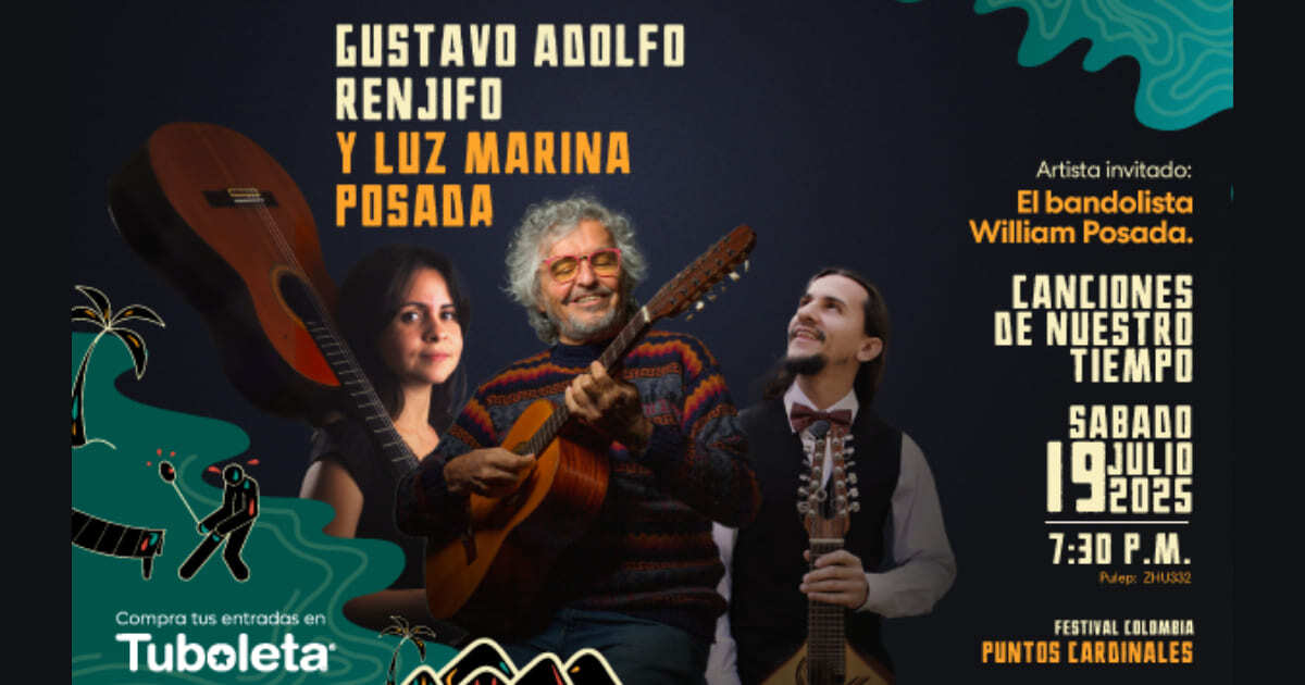 Invitación de Gustavo Adolfo Renjifo y Luz Marina Posada a su evento en el Teatro Colsubsidio.
