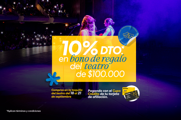 Oferta bono regalo en el Teatro Colsubsidio, aniversario amarillo