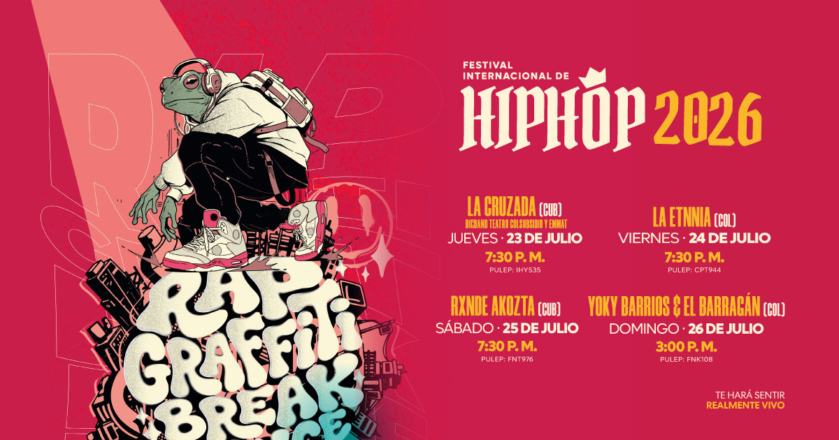 Invitación al Festival Internacional de Hip Hop 2026 en Bogotá.